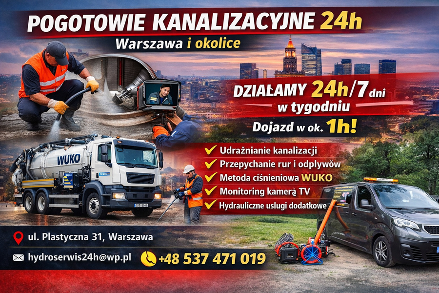 Zdjęcie na okładce dla Udrażnianie Kanalizacji Maszynowo | WUKO | Pogotowie kanalizacyjne